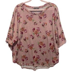 Kim & Cami 3x mid-sleeve floral lightweight sweater 11123